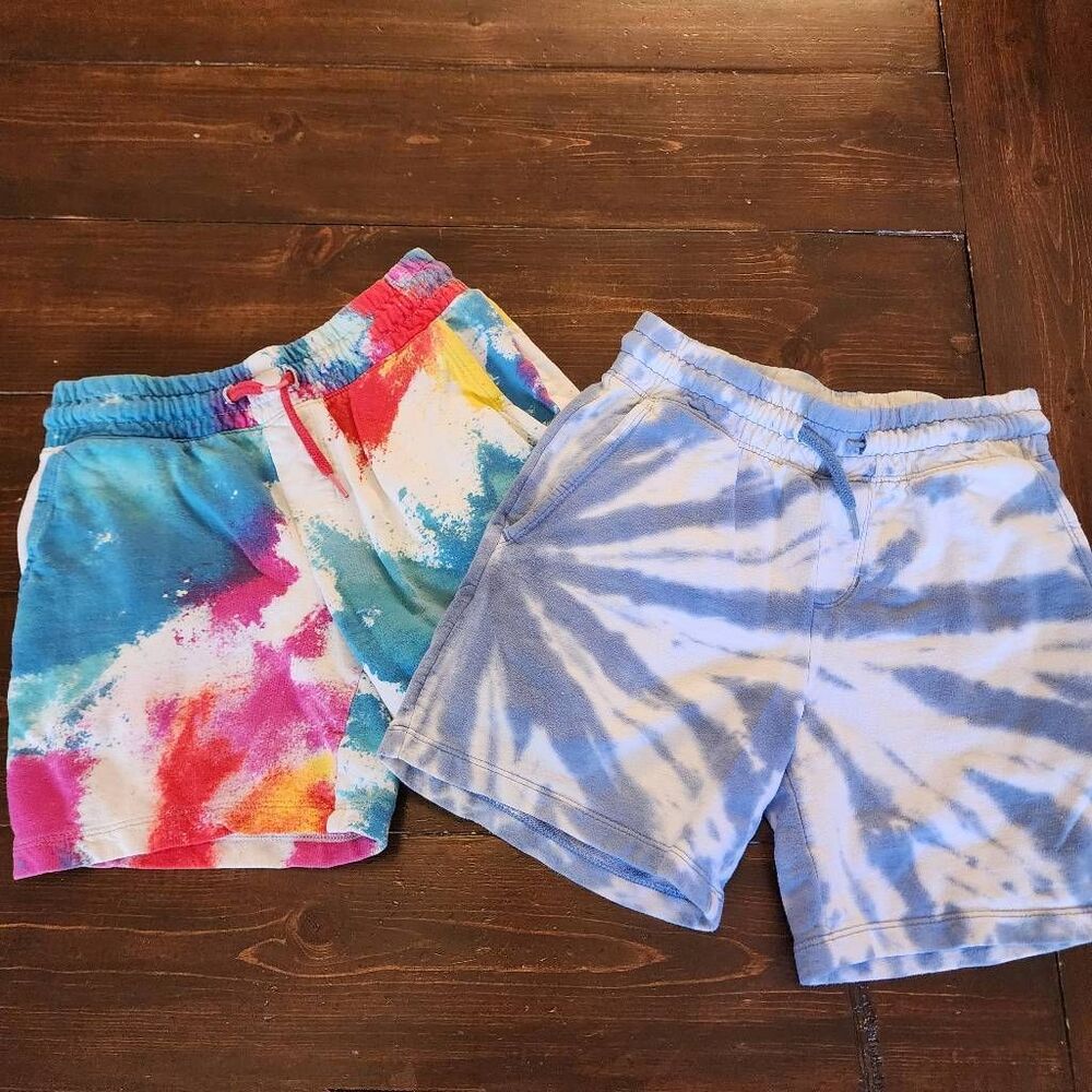 Wonder Nation Boys Set of 2 Tie Dye Knit Shorts Size Medium (8) Pockets Elastic